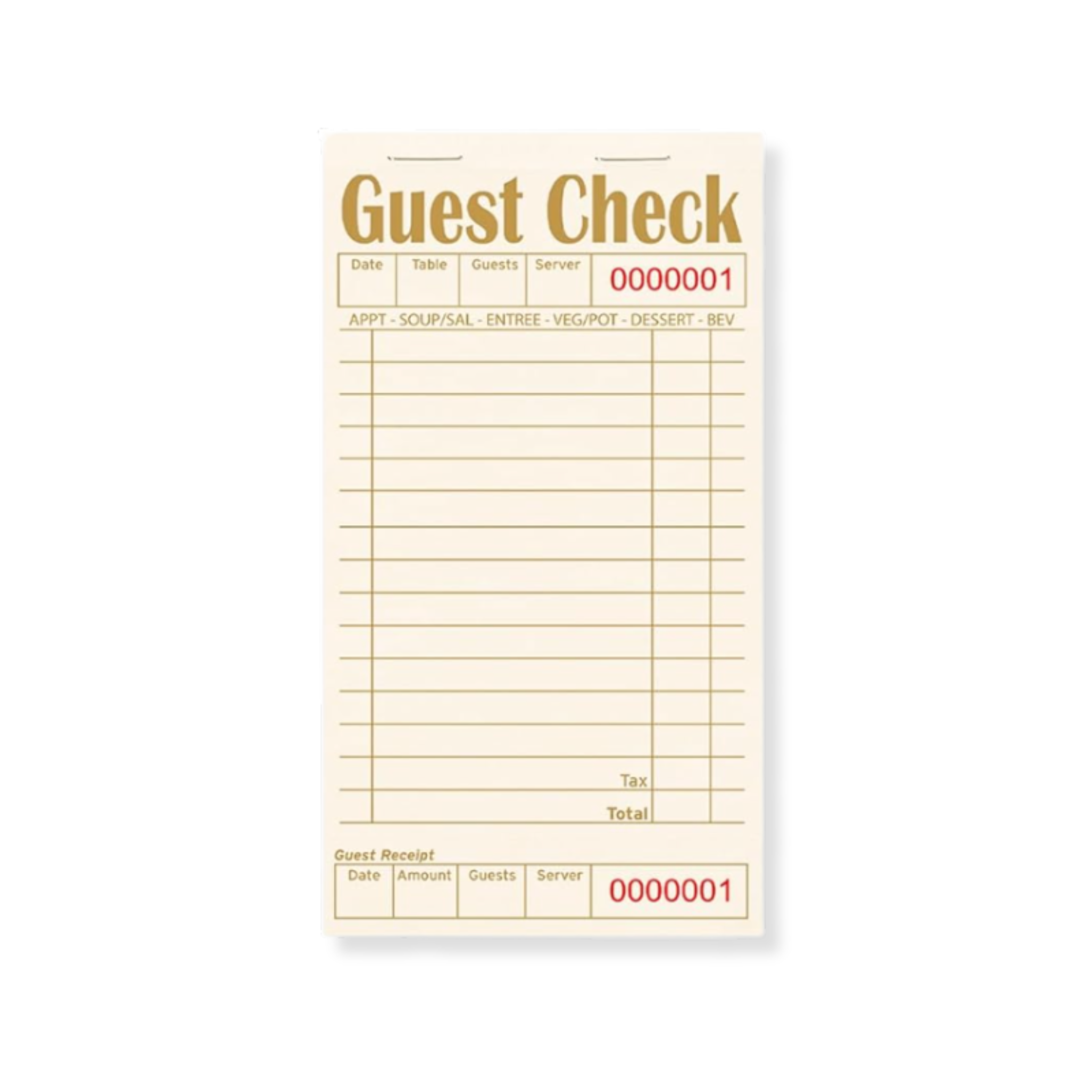 Guest Check Pad | Coffee Color