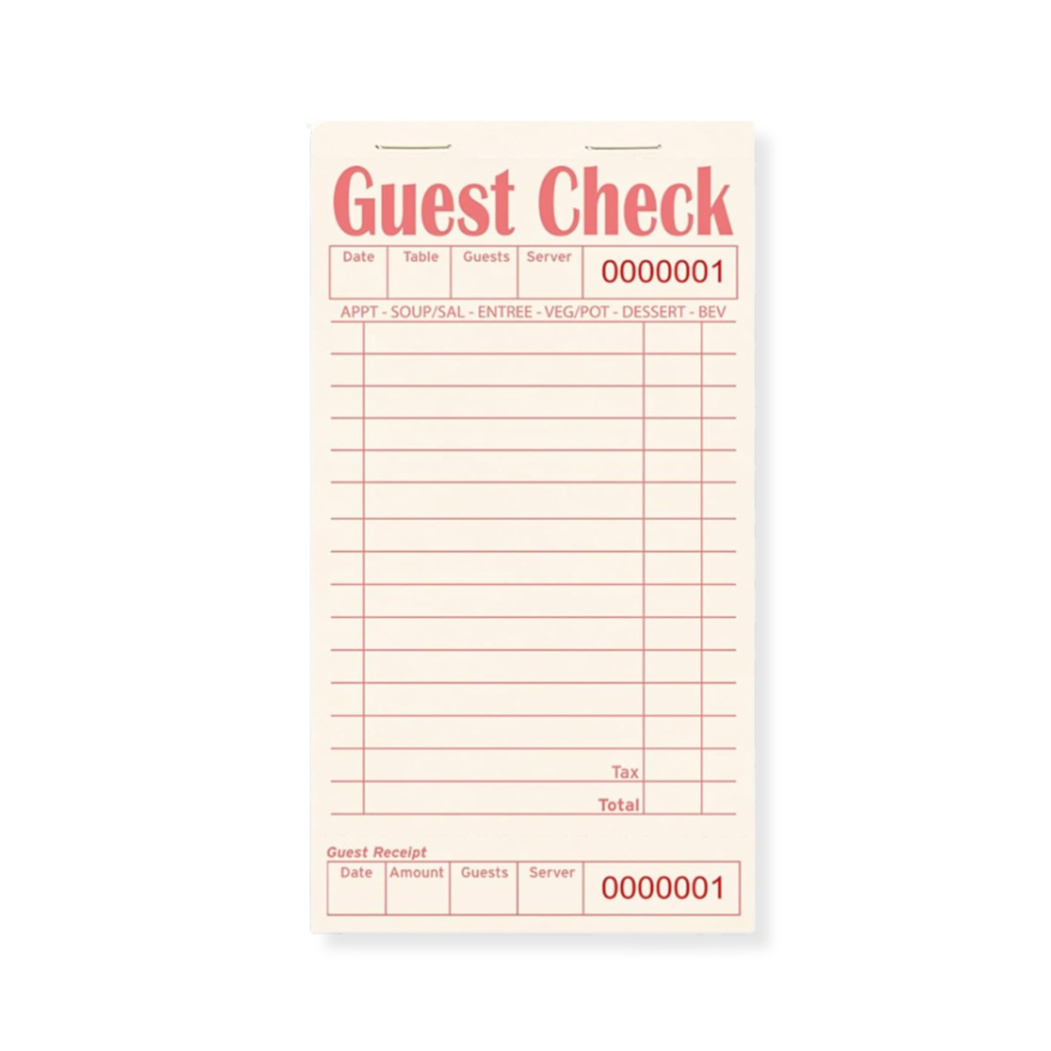 Guest Check Pad | Pink Color