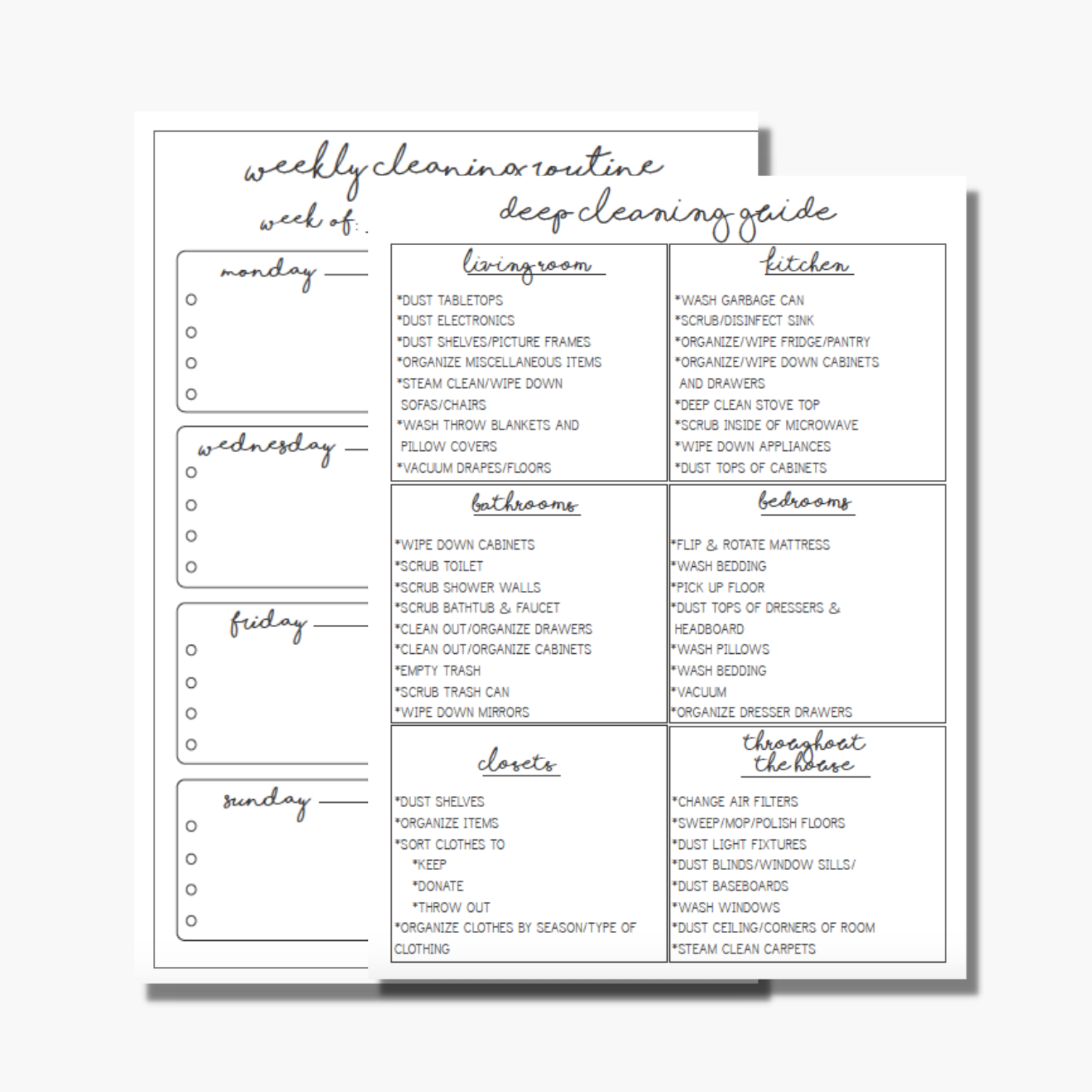 Weekly Cleaning Routine & Deep Cleaning Guide - Minimal
